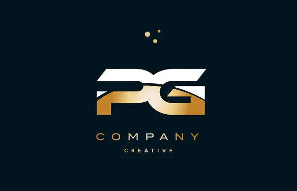 Pg p g oro amarillo blanco oro oro alfabeto de lujo letra logo ico — Vector de stock