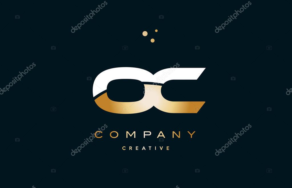 Oc o c  white yellow gold golden metal metallic luxury alphabet company letter logo design vector icon template