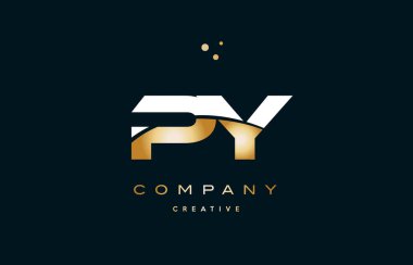 py p y beyaz sarı altın altın lüks Alfabe harf logo ICO