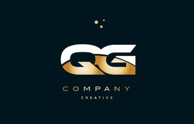 QG q g beyaz sarı altın altın lüks Alfabe harf logo ICO