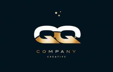 QQ q q beyaz sarı altın altın lüks Alfabe harf logo ICO