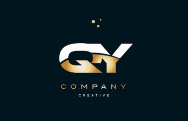 Beyaz Sarı altın altın lüks Alfabe harf logo ICO x qx q