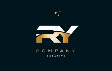 Ry r y beyaz sarı altın altın lüks Alfabe harf logo ICO