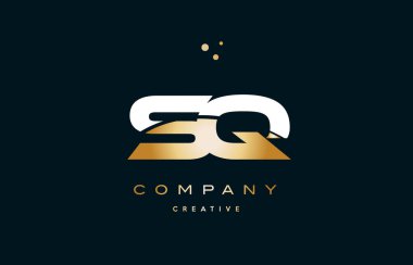 SQ s q beyaz sarı altın altın lüks Alfabe harf logo ICO