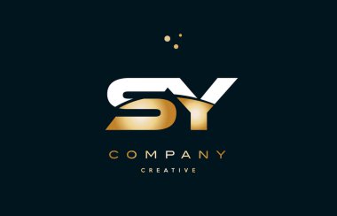 Sy s y beyaz sarı altın altın lüks Alfabe harf logo ICO