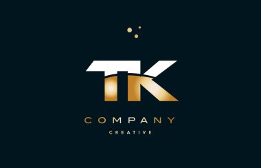 TK t k Beyaz Sarı altın altın lüks Alfabe harf logo ICO