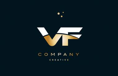 VF v f beyaz sarı altın altın lüks Alfabe harf logo ICO