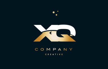 XQ q beyaz sarı altın altın lüks Alfabe harf logo ICO x