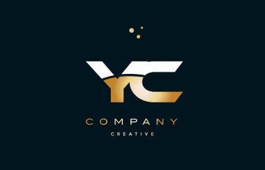 YC y c beyaz sarı altın altın lüks Alfabe harf logo ICO
