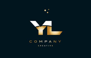 yl y l beyaz sarı altın altın lüks Alfabe harf logo ICO