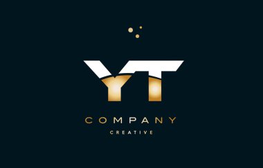 YT y t beyaz sarı altın altın lüks Alfabe harf logo ICO