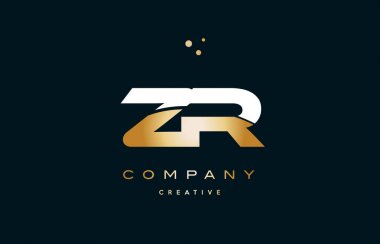 ZR z r beyaz sarı altın altın lüks Alfabe harf logo ICO
