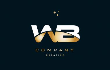 WB w b beyaz sarı altın altın lüks Alfabe harf logo ICO