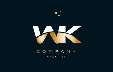 WK w k Beyaz Sarı altın altın lüks Alfabe harf logo ICO