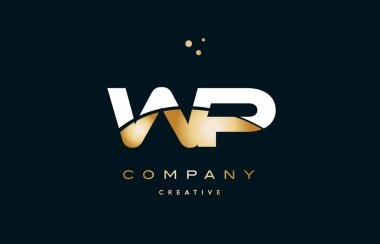 WP w p sarı altın altın lüks Alfabe harf logo ICO beyaz