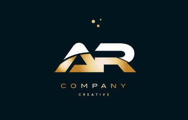 AR r beyaz sarı altın altın lüks Alfabe harf logo ICO