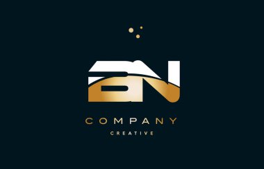 Bn b n beyaz sarı altın altın lüks Alfabe harf logo ICO