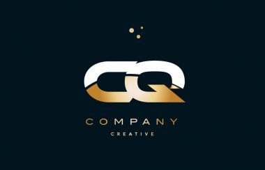 CQ c q beyaz sarı altın altın lüks Alfabe harf logo ICO