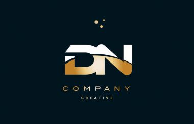 DN d n beyaz sarı altın altın lüks Alfabe harf logo ICO