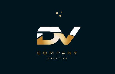 DV d v beyaz sarı altın altın lüks Alfabe harf logo ICO