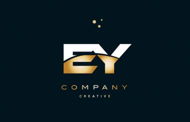 Ey e y beyaz sarı altın altın lüks Alfabe harf logo ICO