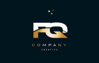 FQ f q beyaz sarı altın altın lüks Alfabe harf logo ICO