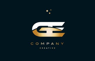 Ge g e beyaz sarı altın altın lüks Alfabe harf logo ICO