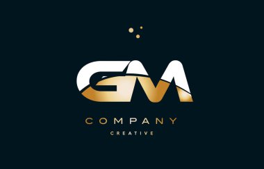 gm g m  white yellow gold golden luxury alphabet letter logo ico clipart