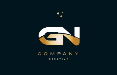 GN g n beyaz sarı altın altın lüks Alfabe harf logo ICO