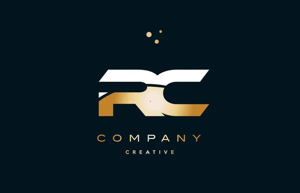 Rc r c c oro amarillo blanco oro alfabeto de lujo letra logo ico — Vector de stock
