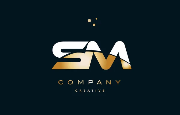 SM s m wit geel goud gouden luxe alfabet letter logo ico — Stockvector