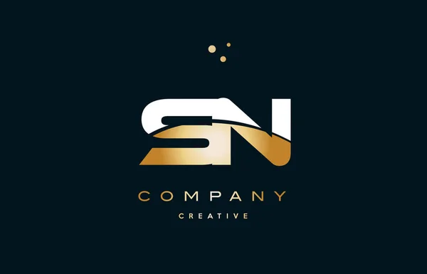 Sn s n blanc jaune or or luxe lettre alphabet logo ico — Image vectorielle