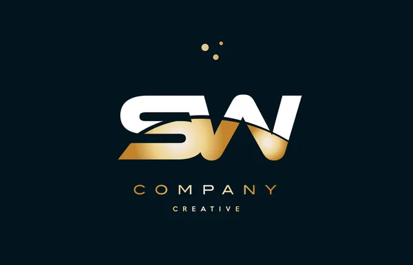 SW s w wit geel goud gouden luxe alfabet letter logo ico — Stockvector