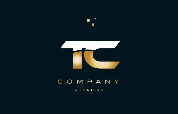Tc t c blanc jaune or or luxe lettre alphabet logo ico — Image vectorielle