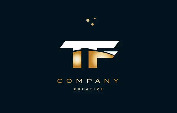 Tf t f f oro amarillo blanco oro lujo alfabeto letra logo ico — Vector de stock