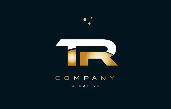 Tr t r oro amarillo blanco oro oro alfabeto de lujo letra logo ico — Vector de stock