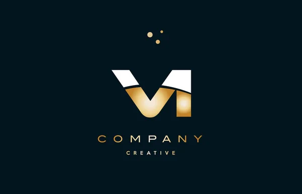 Vi v i blanc or jaune or luxe lettre alphabet logo ico — Image vectorielle
