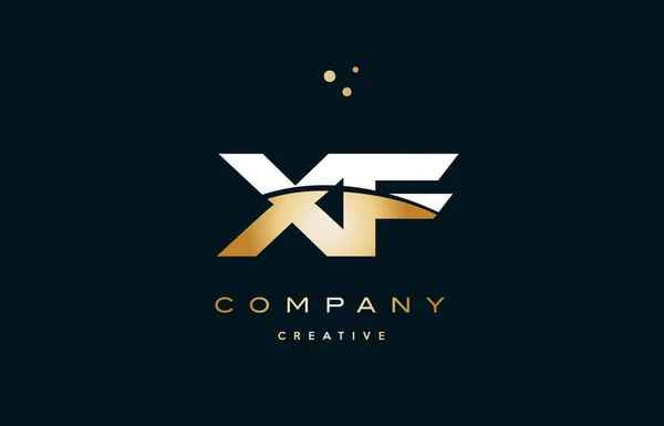 Xf x f blanc jaune or or luxe lettre alphabet logo ico — Image vectorielle