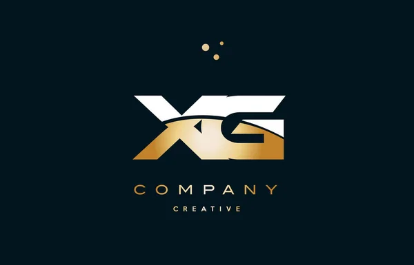 Xg x g oro blanco amarillo dorado alfabeto de lujo letra logo ico — Vector de stock