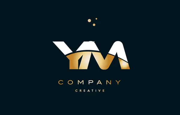 Ym y m blanc jaune or or luxe lettre alphabet logo ico — Image vectorielle