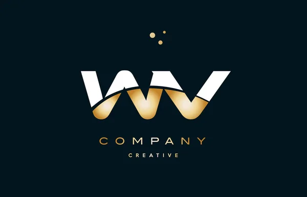 WV w v wit geel goud gouden luxe alfabet letter logo ico — Stockvector