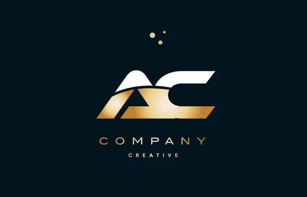 Ac a c  white yellow gold golden luxury alphabet letter logo ico — Stock Vector