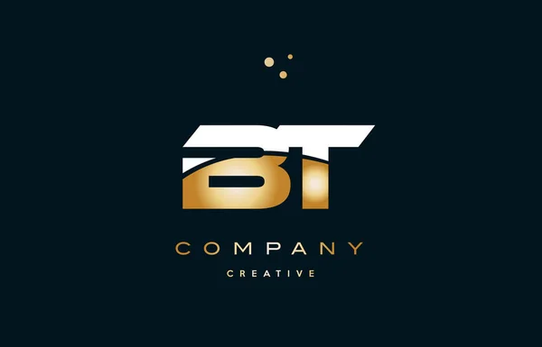 Bt b t oro amarillo blanco oro oro alfabeto de lujo letra logo ico — Vector de stock