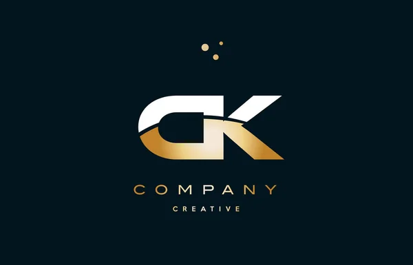 Ck c k oro amarillo blanco oro lujoso alfabeto letra logo ico — Vector de stock