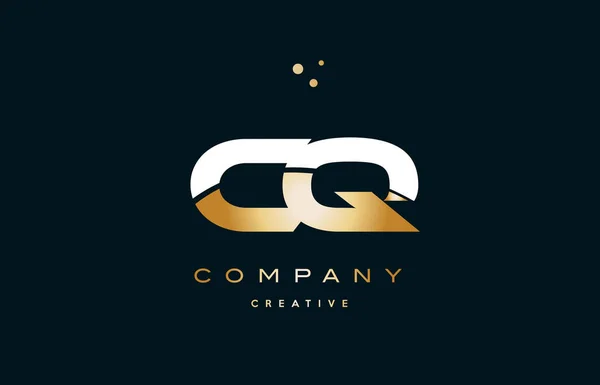 Cq c q blanc jaune or or luxe lettre alphabet logo ico — Image vectorielle