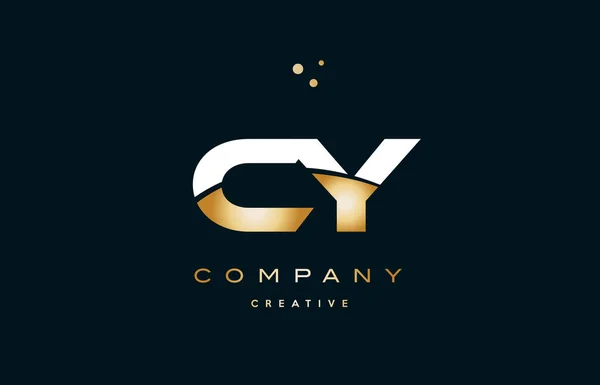 Cy c y blanc or jaune doré luxe lettre alphabet logo ico — Image vectorielle