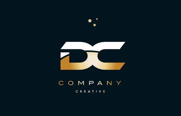 Dc d c c oro amarillo blanco oro alfabeto de lujo letra logo ico — Vector de stock