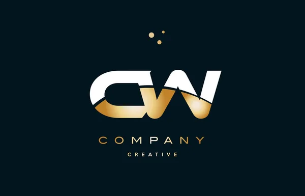 CW c w wit geel goud gouden luxe alfabet letter logo ico — Stockvector