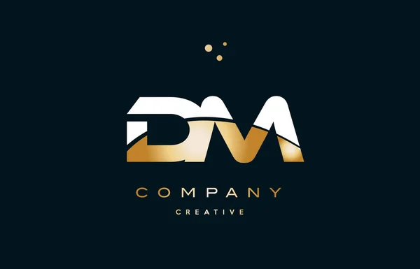 Dm d m blanc jaune or or luxe lettre alphabet logo ico — Image vectorielle