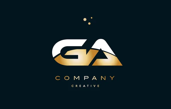 GA g bílé žluté zlato zlaté luxusní abeceda dopis logo ico — Stockový vektor